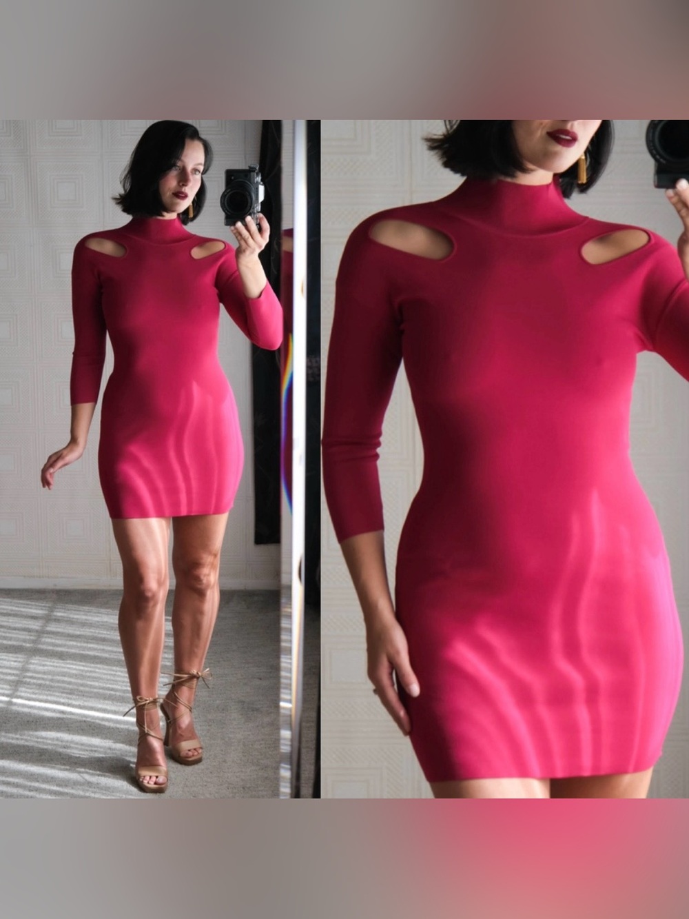 Stella McCartney Hot Pink Cutout Shoulder Bodycon Mini Dress, US6
